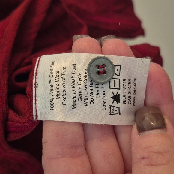 Ibex 100% Zque Wool Henley Long Sleeve Base Layer Red Burgundy Size Large - Picture 5 of 5